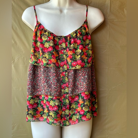 3/$15 Apostrophe sleeveless top spaghetti strap Floral Prints Size M - Picture 2 of 4
